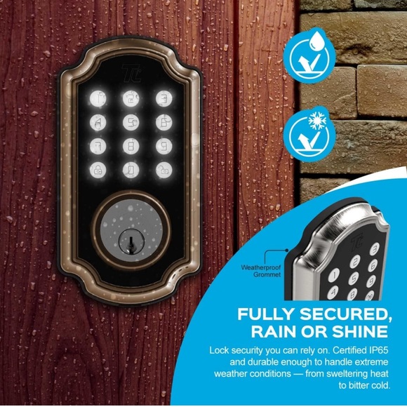 TURBOLOCK TL117 Bluetooth Digital Deadbolt Smart Lock w/App & Keypad incl keys - Picture 5 of 9